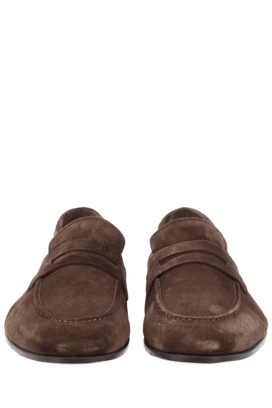 Brown suede loafers premiata men’s mocassino with classic slip-on design and contrasting stitching