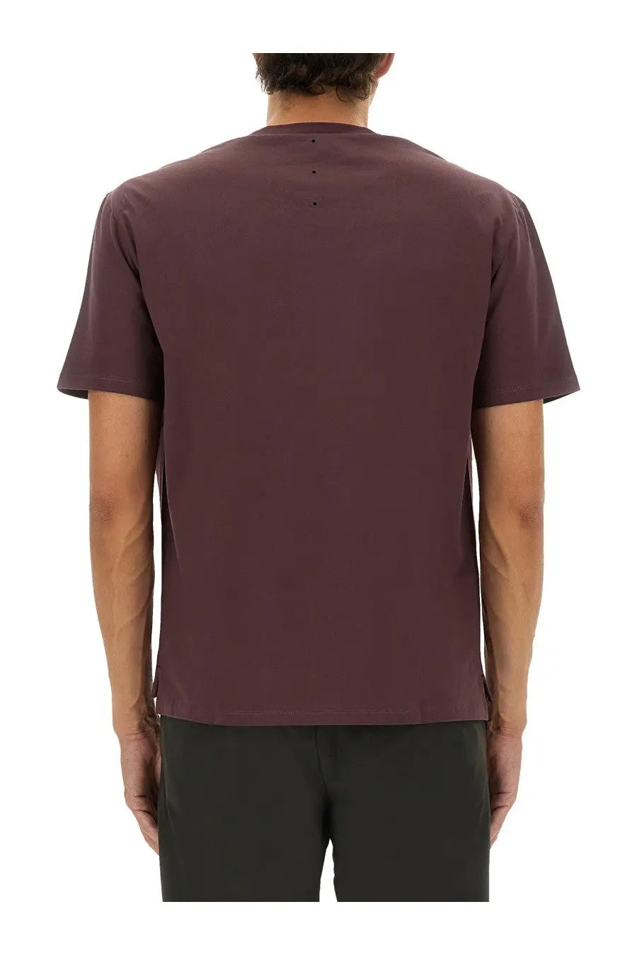 Premiata men’s dark burgundy short-sleeved shirt with crew neck and subtle stitching details