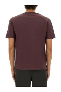 Premiata men’s dark burgundy short-sleeved shirt with crew neck and subtle stitching details