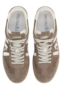 Premiata men’s sneaker Bonnie brown suede with white laces and side stripes for casual wear