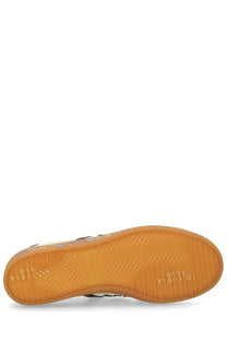Premiata men’s sneaker bonnie white with tan rubber sole featuring textured herringbone pattern and embossed branding