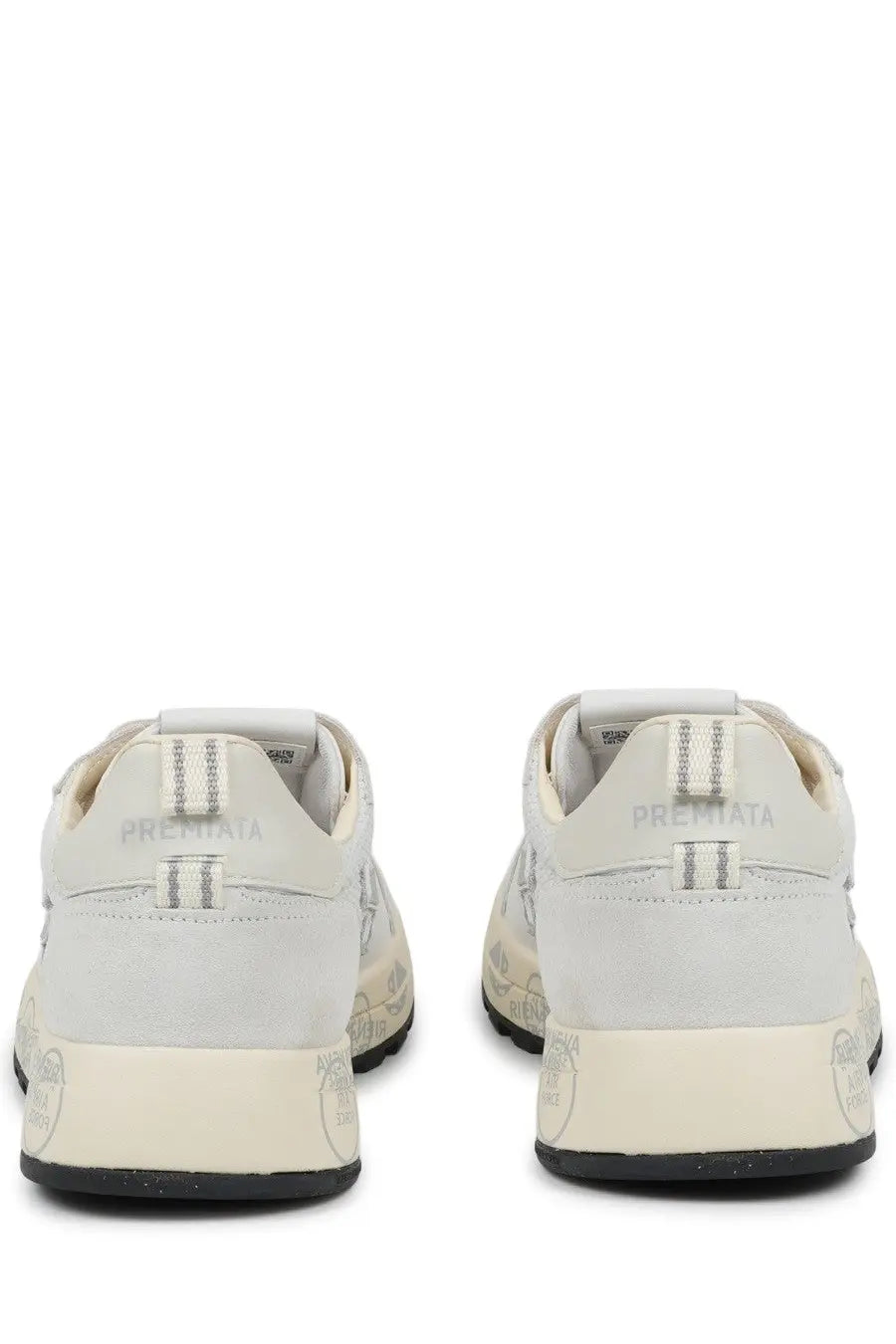 Premiata men’s sneaker nous white cream colored with textured upper and subtle gray branding details