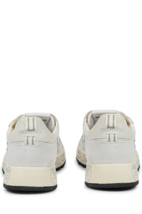 Premiata men’s sneaker nous white cream colored with textured upper and subtle gray branding details