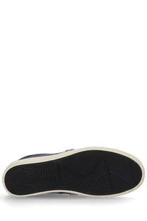 Back view of premiata men’s sneaker steven blue showing black rubber sole with white midsole and puma branding