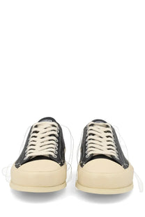 Premiata men’s sneaker Vincent black canvas sneaker with cream rubber soles and laces featuring a minimalist design