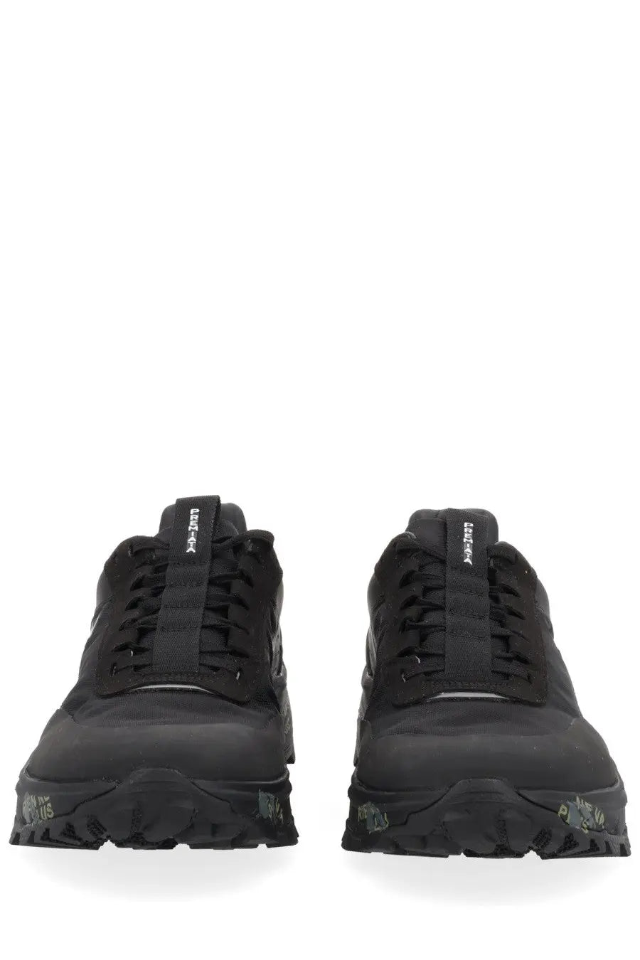 Premiata men’s snerker denvin black sneakers with matte finish and textured rubber soles for casual wear