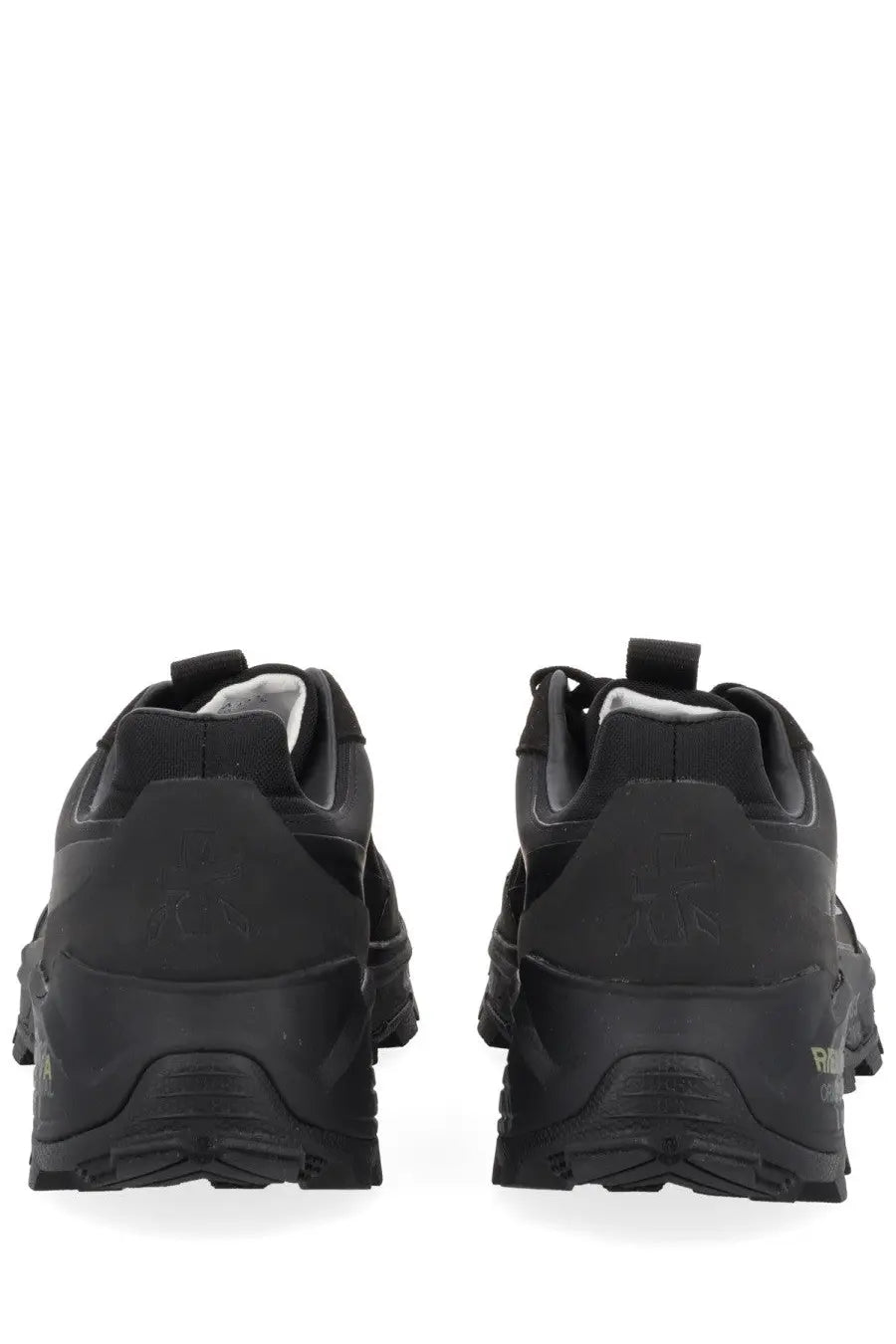 Premiata men’s snerker denvin black rubberized sneakers with chunky sole and textured upper for casual wear