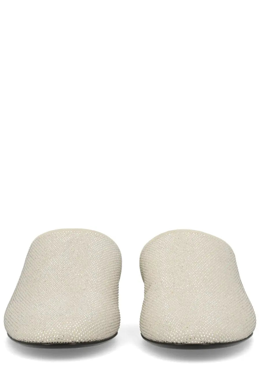 Cream-colored textured slip-on leather mules with a subtle shimmering finish premiare womens leather slipper beige