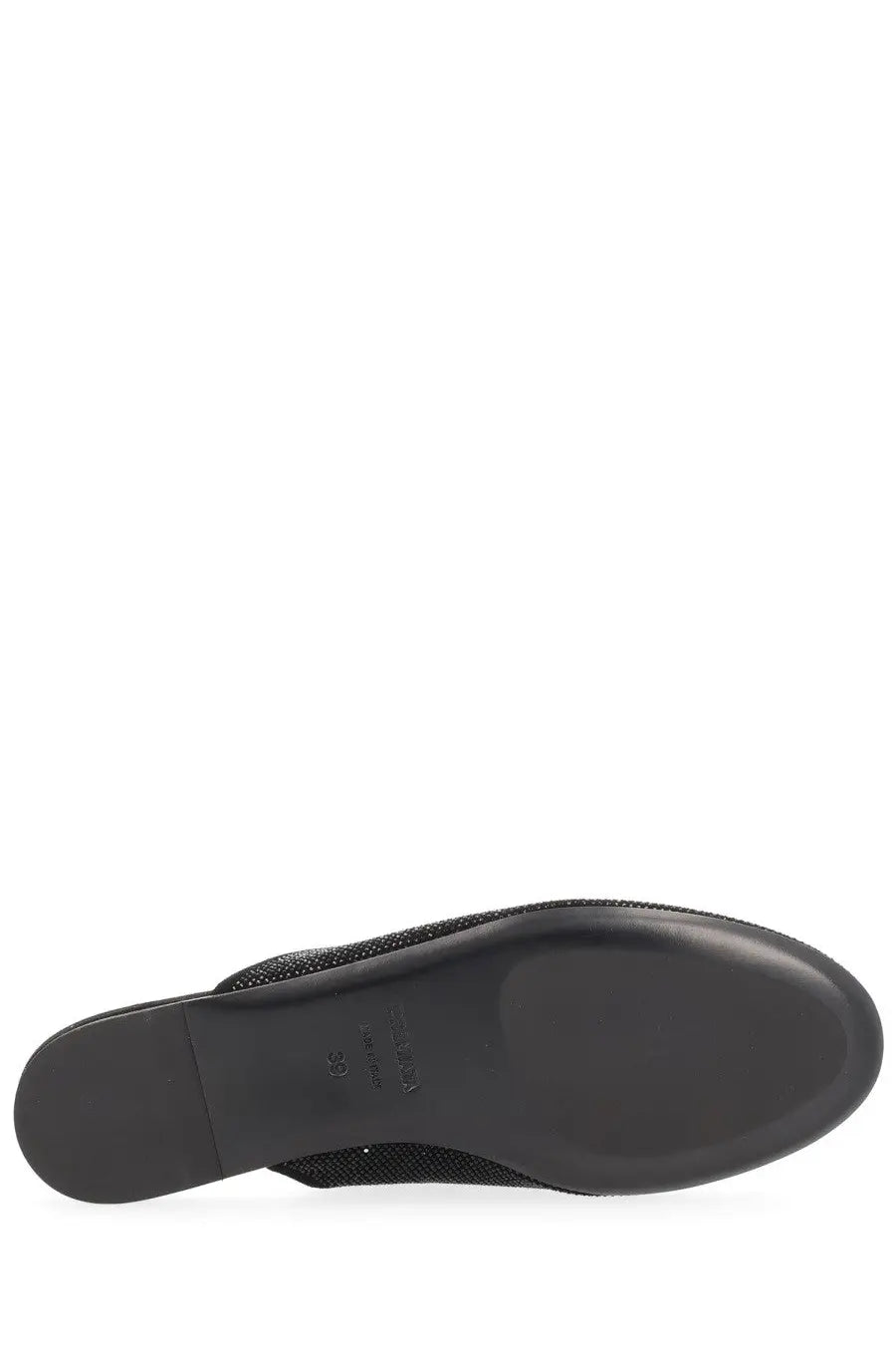 Premiata women’s black leather mule slip-on shoe with textured upper and smooth rubber sole