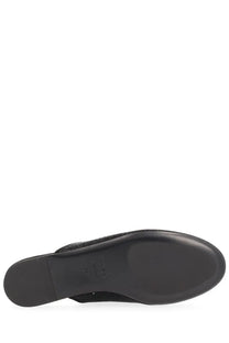 Premiata women’s black leather mule slip-on shoe with textured upper and smooth rubber sole