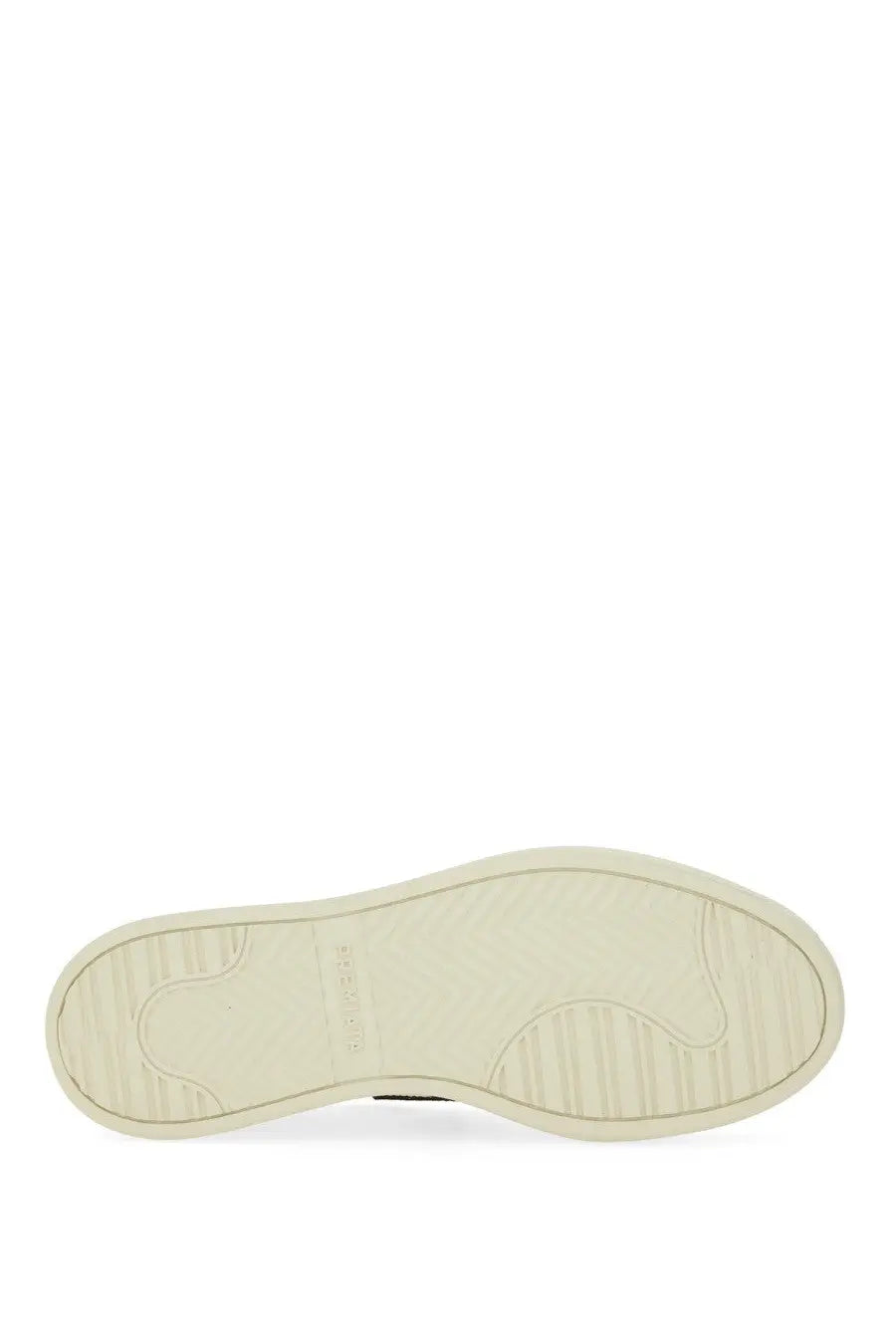 Cream-colored rubber sole with minimalist texture and subtle branding on the back of premiata women’s micol sneaker white