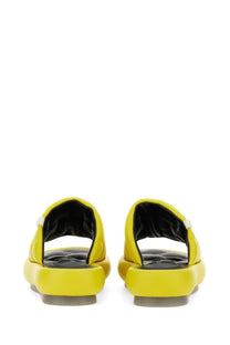 Premiata women’s nappa bright yellow quilted leather slide sandals with black insoles and chunky sole