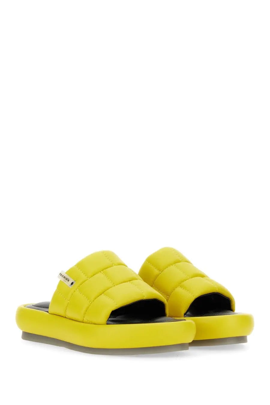 Premiata women’s nappa bright yellow quilted slide sandals with thick platform sole for casual wear