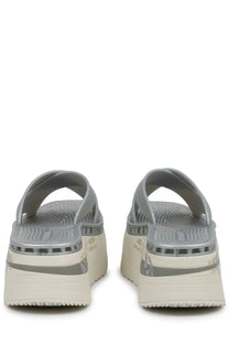 Premiata women’s sandalo moura silver gray platform sandals with chunky sole mesh insole and subtle side branding