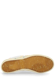 Premiata women’s sneaker Bonnied white with tan rubber sole and subtle perforations on the leather upper