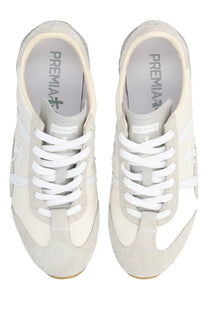 Premiata women’s sneaker Jackyx 25D in cream with white laces and subtle gray accents for casual wear
