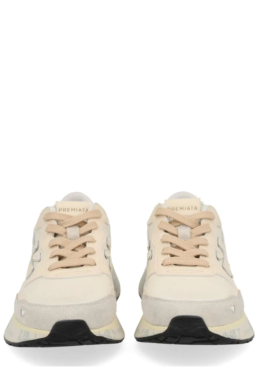 Premiata women’s sneaker Lauryn multicolor in cream with suede and canvas materials and subtle tongue branding