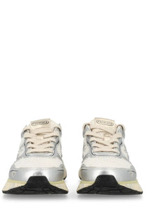 Premiata women’s sneaker lauryn white cream-colored and silver mesh sneakers with a sleek modern design