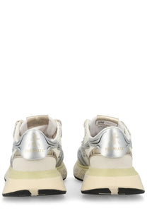 Premiata women’s sneaker Lauryn white with white and silver primmatic upper and chunky sole design
