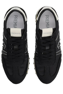 Premiata women’s sneaker Lucy black with black textured upper and white accents for casual wear