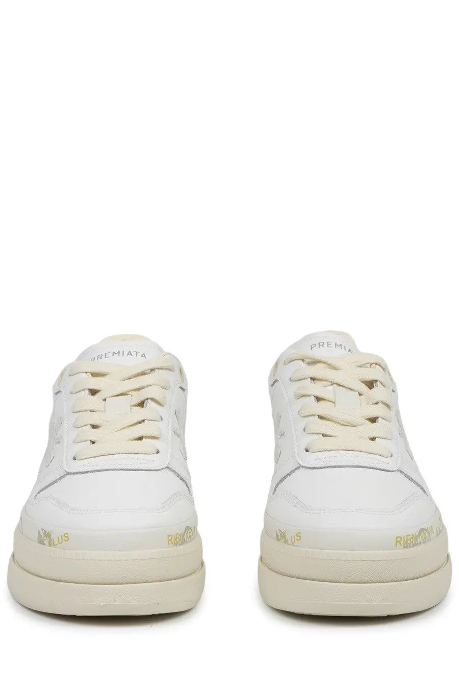 Premiata women’s sneaker Micol white leather with gold branding and a clean minimalist design