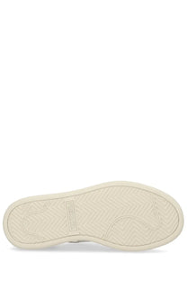 Premiata women’s sneaker quinnd white with cream-colored rubber sole herringbone tread and premium brand embossing
