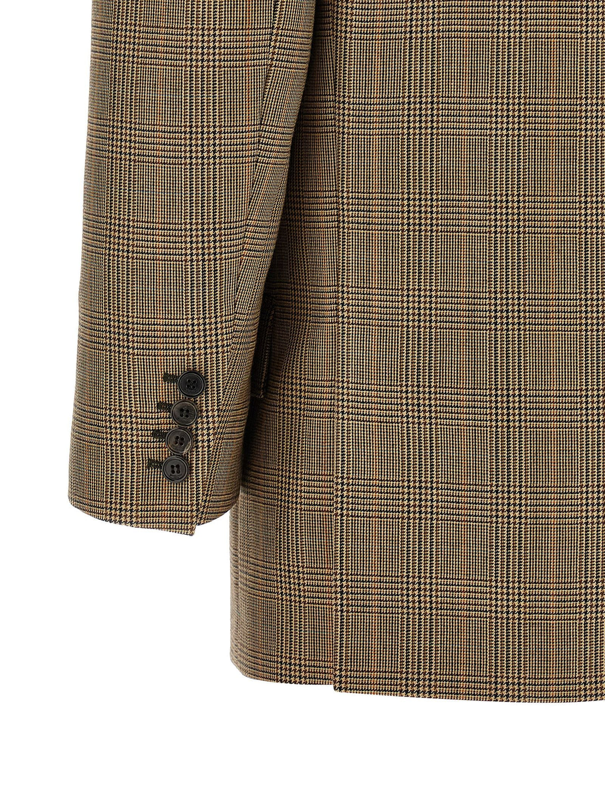 Saint Laurent Prince of Wales Houndstooth Blazer Brown