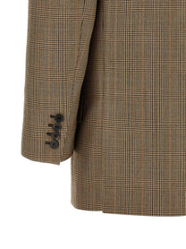 Saint Laurent Prince of Wales Houndstooth Blazer Brown