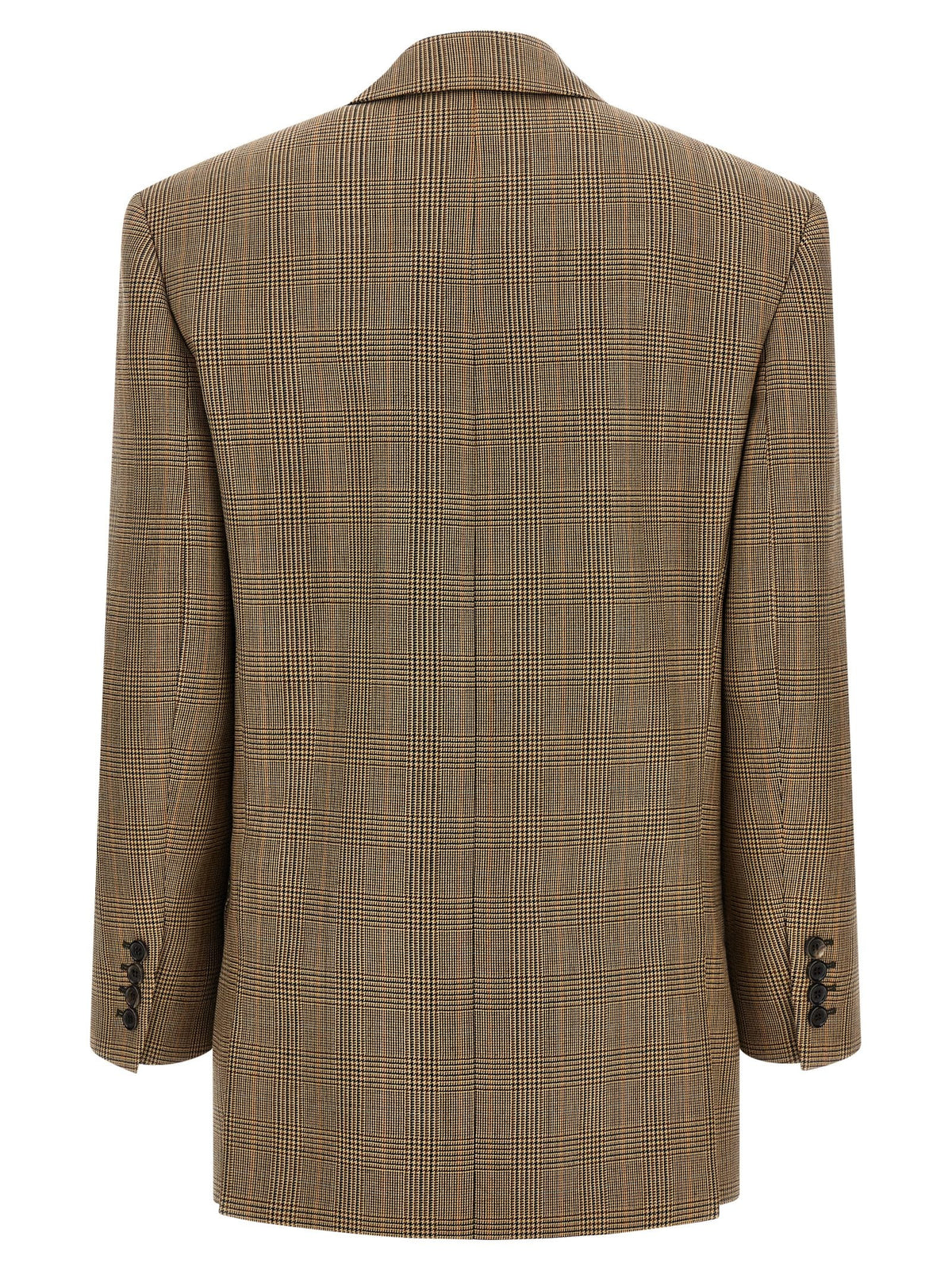 Saint Laurent Prince of Wales Houndstooth Blazer Brown