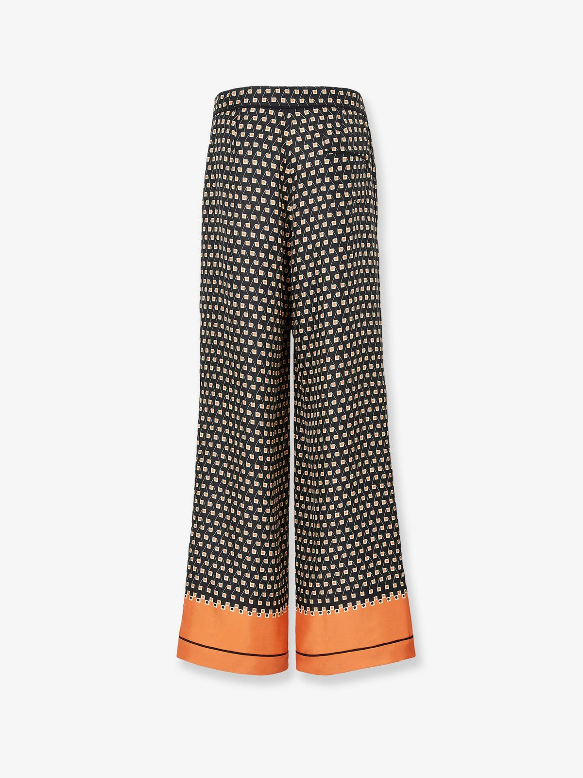 Fendi Women's Printed Black Silk Pajamas Trousers Black