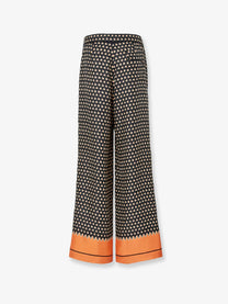 Fendi Women's Printed Black Silk Pajamas Trousers Black