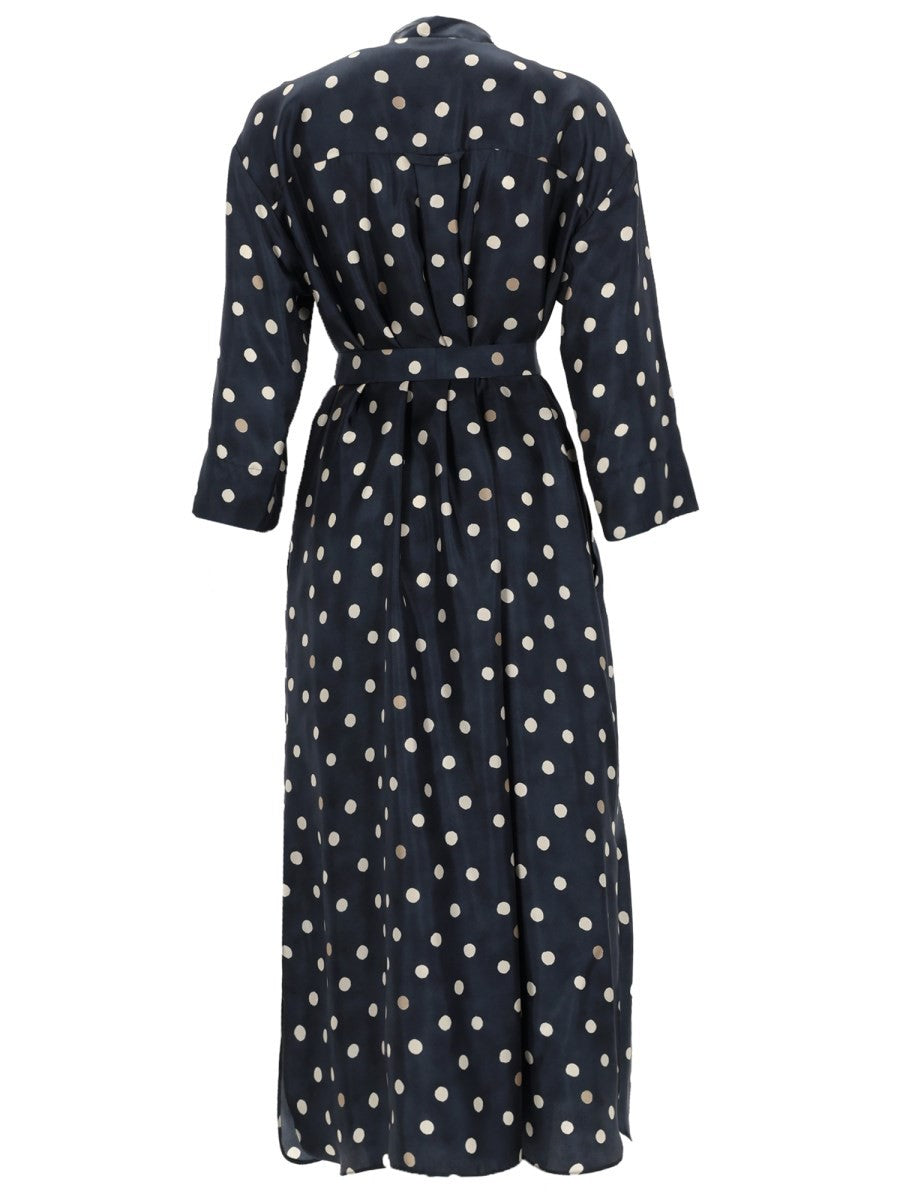 S MAX MARA Women's Printed Silk Lever Dress Blue, view 2