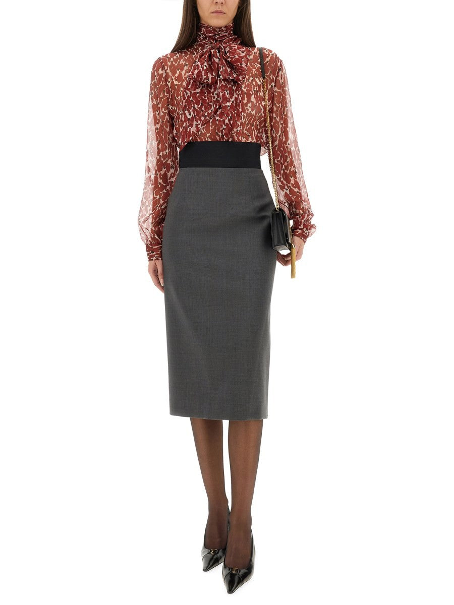 Saint Laurent Women's Printed Silk Shirt Red