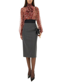 Saint Laurent Women's Printed Silk Shirt Red