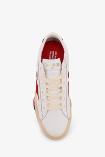 Pro-keds men’s royal classic leather sneakers white with red accents and beige laces in a pro kids design