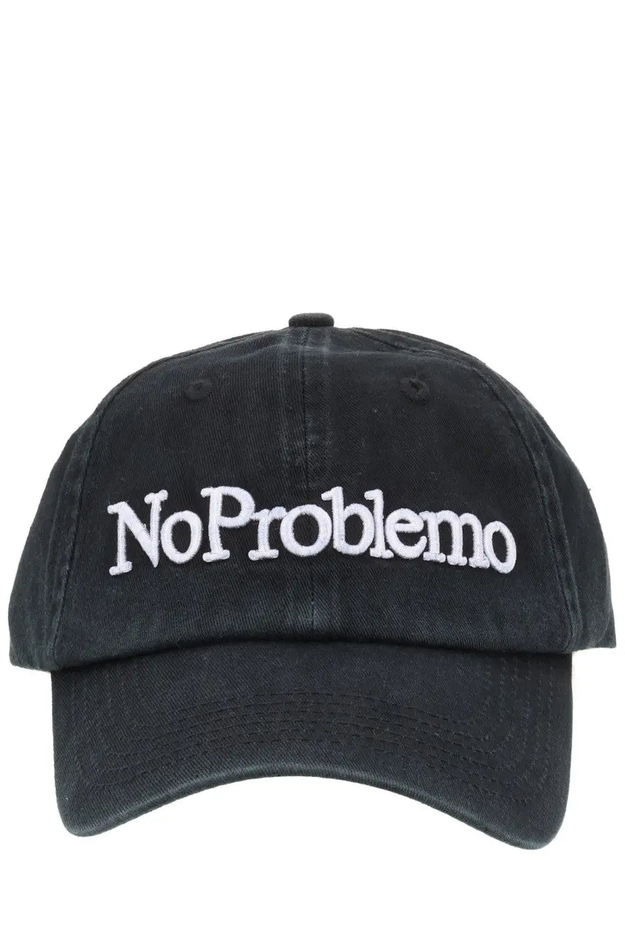 Black denim style baseball cap with white embroidered no problemo text for men cappello da baseball con black
