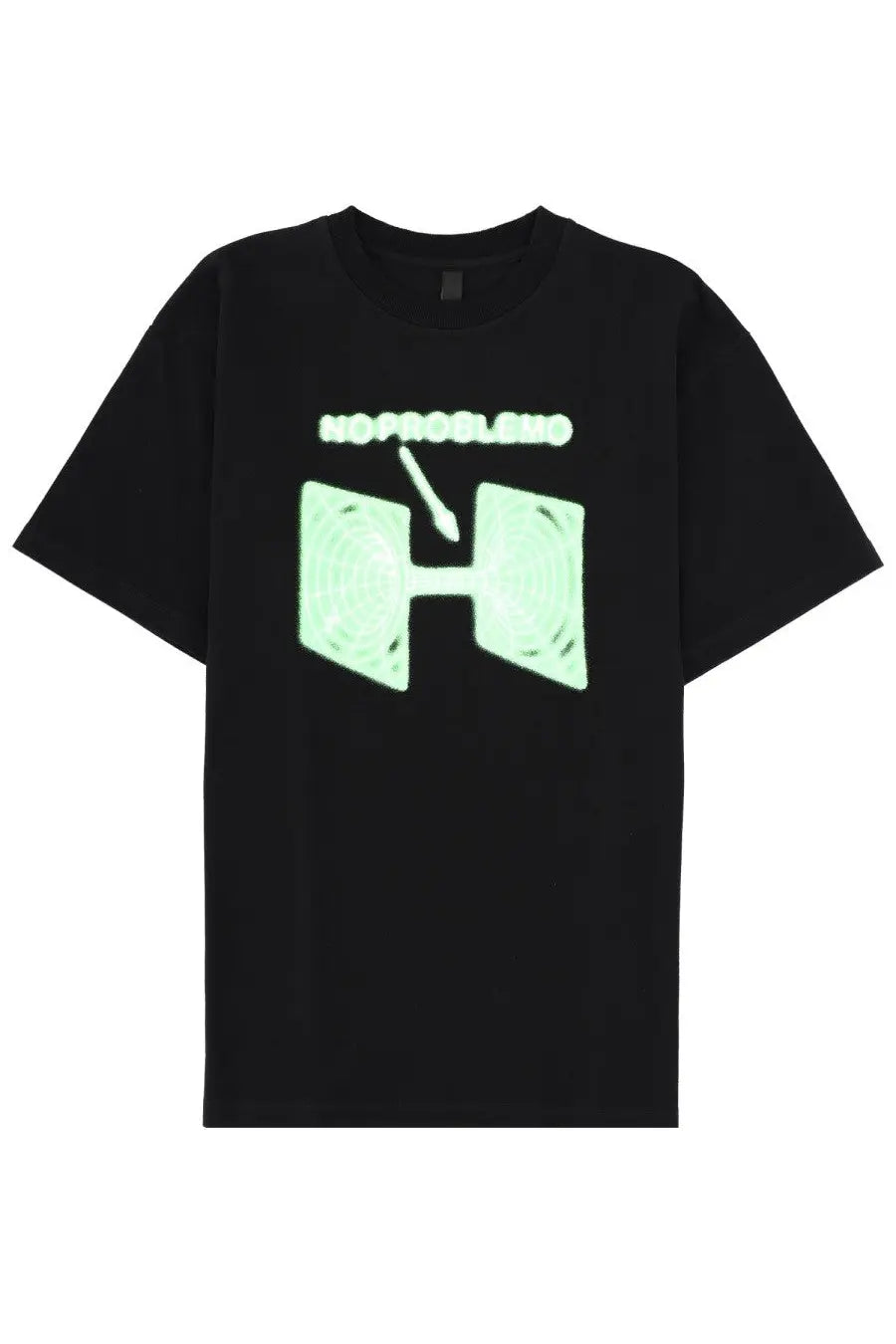 No problemo men’s black short-sleeved t-shirt with glowing mint-green no-problem graphic on front