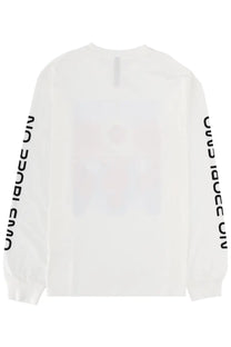 No Problemo men’s white long-sleeved shirt with black no doubt text on sleeves and translucent back graphic shown from back