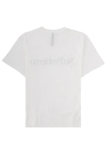 No Problemo men’s white short-sleeved t-shirt with subtle light gray embroidered logo across the chest