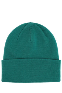 A solid teal knit beanie with a folded cuff from the no problemo unisex cap green collection