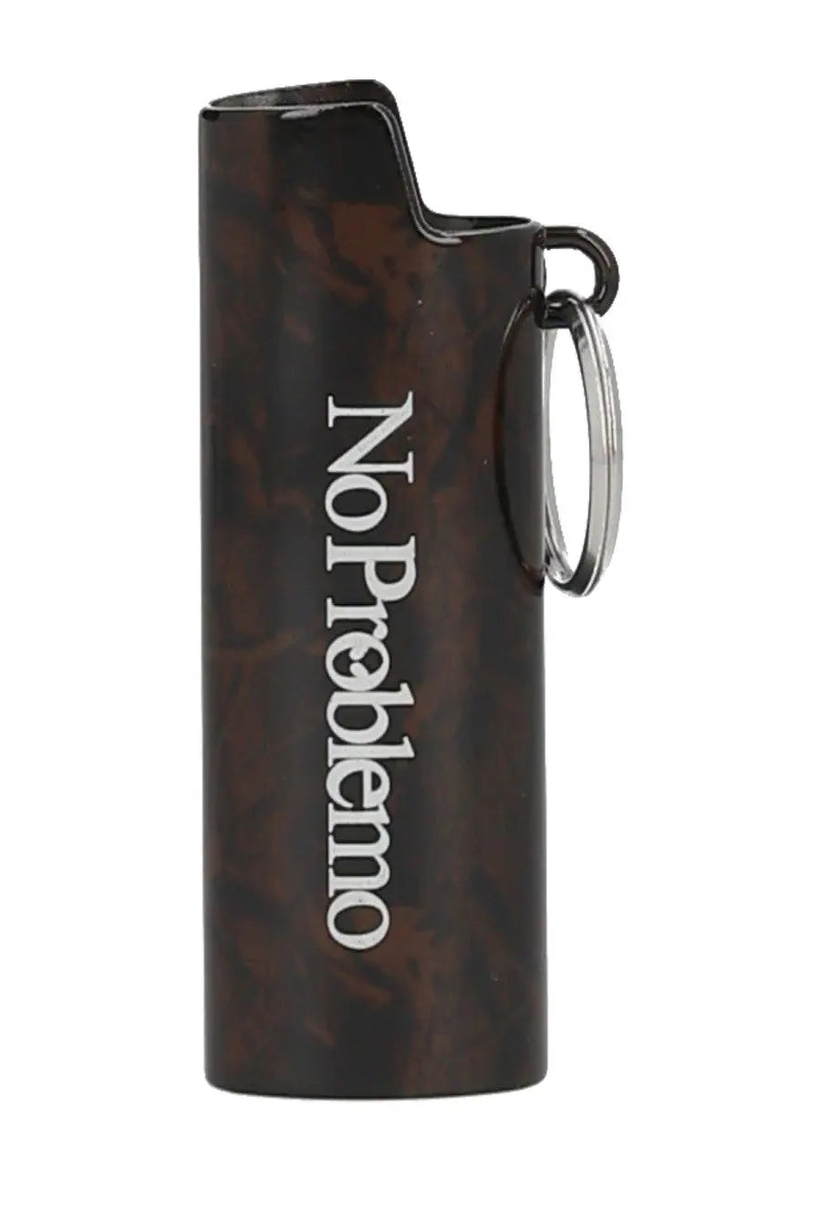 No Problemo unisex lighter case green with a sleek dark brown marbled lighter engraved noproblem and silver keychain
