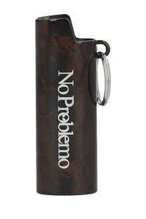 No Problemo unisex lighter case green with a sleek dark brown marbled lighter engraved noproblem and silver keychain