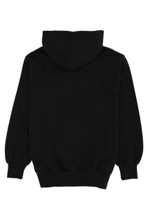 Black no problemo unisex sweatshirt featuring a hood with ribbed cuffs and hem for comfortable casual wear