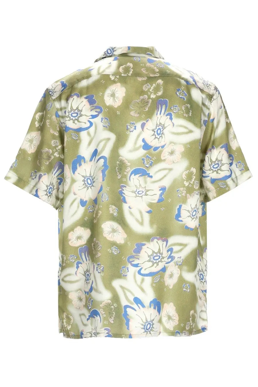 Ps by paul smith men’s casual fit olive green short-sleeved shirt with white and blue floral pattern