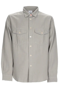 Ps by paul smith men’s camicia casual fit grey long-sleeved shirt with chest pockets and pink buttons