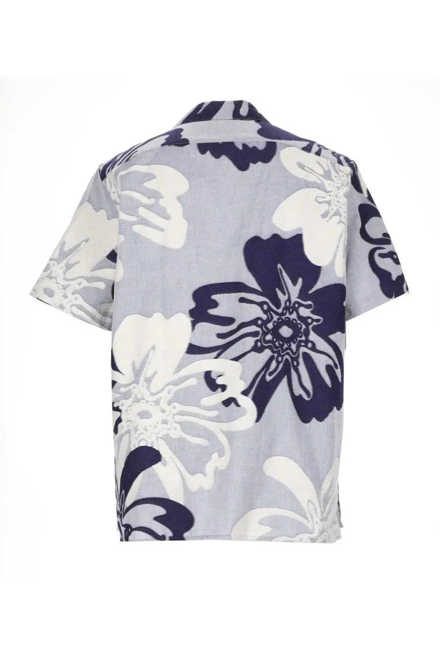 Ps by paul smith men’s light gray short-sleeved hawaiian shirt with bold navy and white floral patterns