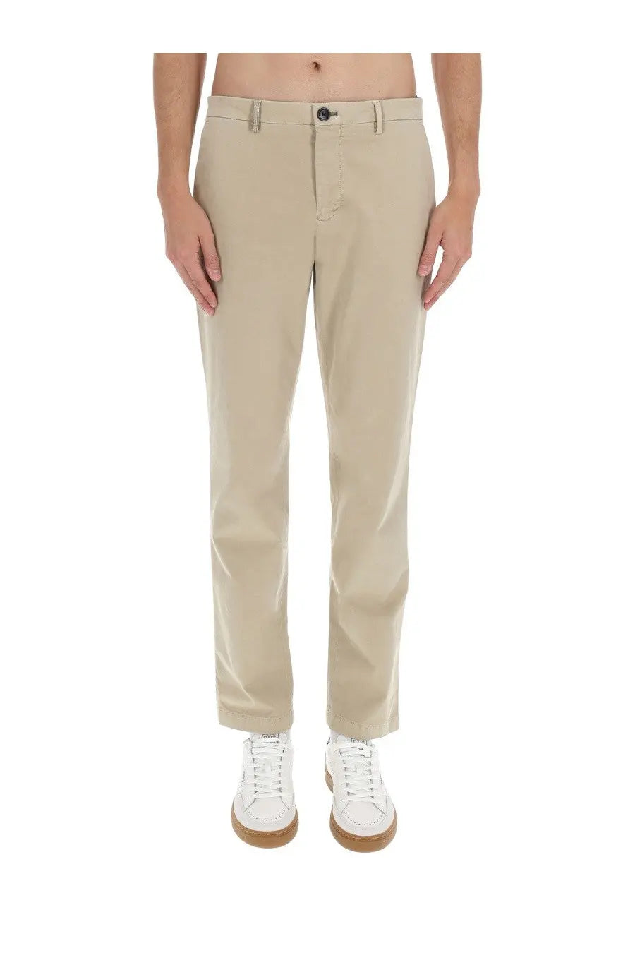 Beige ps by paul smith men’s chino trousers with classic straight-leg cut and subtle creases in brown material
