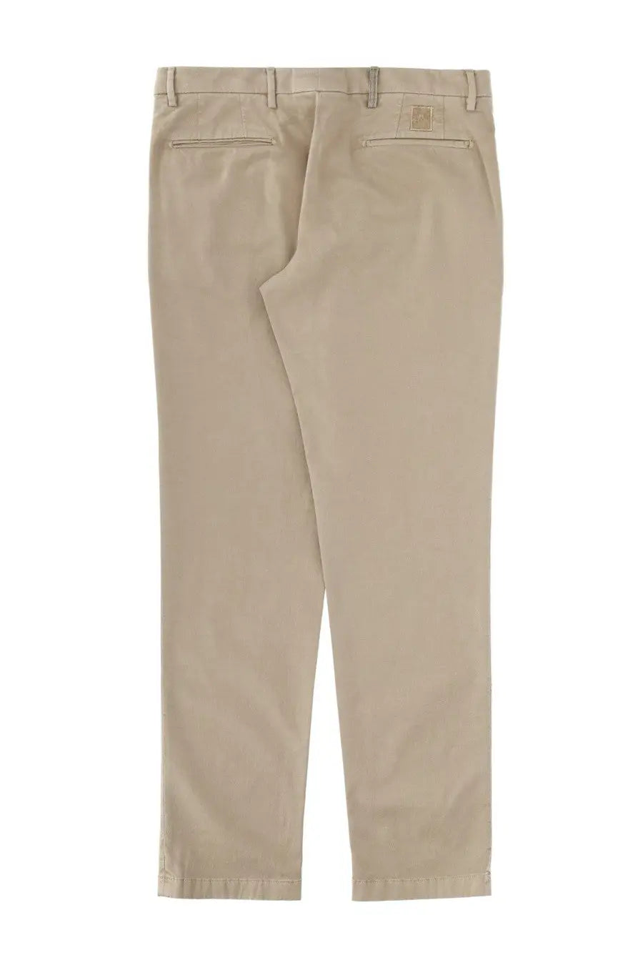 Back view of ps by paul smith men’s brown khaki chino pants with subtle woven label on the waistband