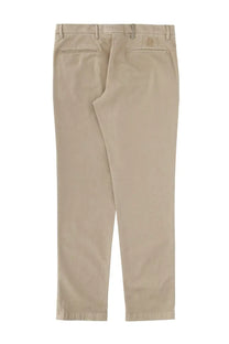 Back view of ps by paul smith men’s brown khaki chino pants with subtle woven label on the waistband