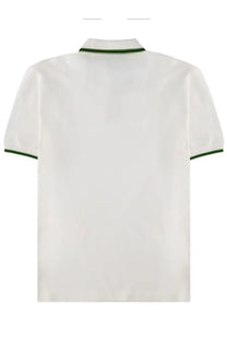 White ps by paul smith men’s cotton polo shirt with green trim on collar and sleeve cuffs